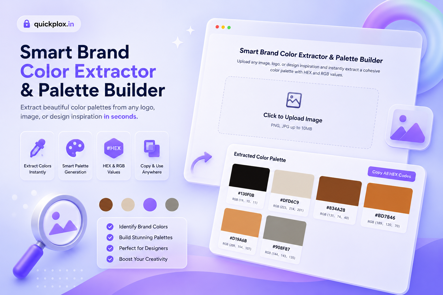 Smart Brand Color Extractor tool generating a color palette