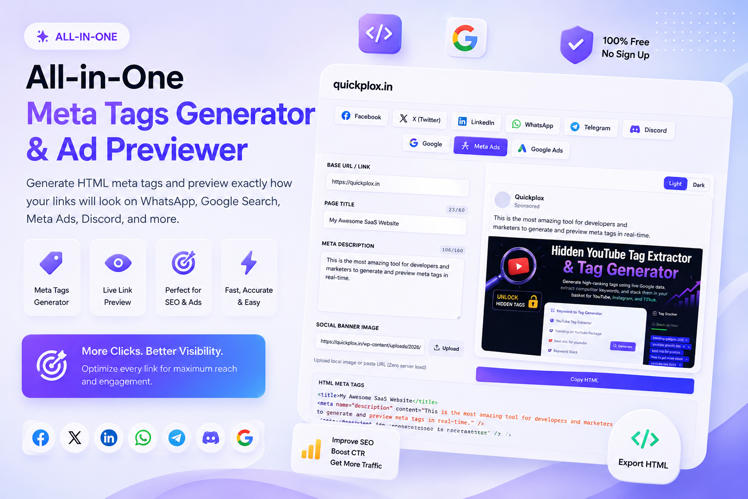 Meta Tags Generator & Social Link Previewer